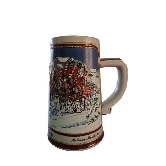1989 Budweiser Holiday Beer Stein Clydesdales Collector Series Anheuser Busch - Picture 2 of 9